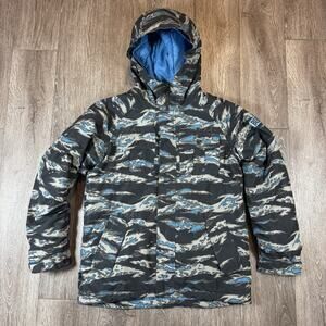 Burton Boys Dhaka Jacket Large 14/16 DRYRIDE Insulated Camo Plaid Snowboard Ski⁠